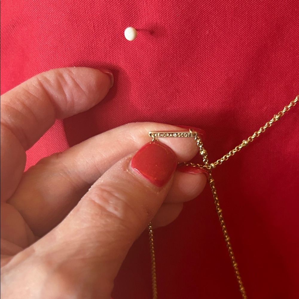 Kendra Scott Pink Heart Necklace on Adjustable Gold tone Chain sku#181 - Picture 2 of 9